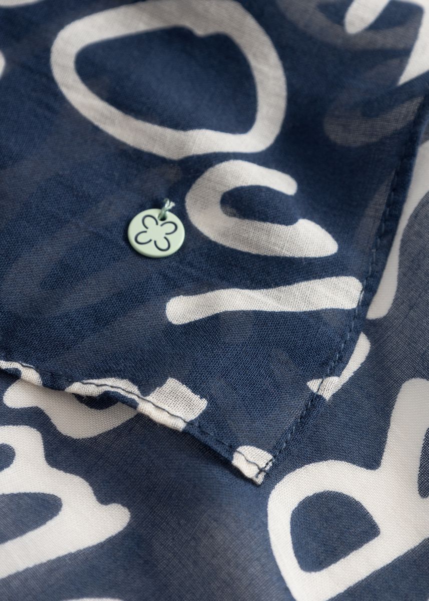 Schal aus feiner Modal-Baumwoll-Mischung mit französischen Schriftzügen