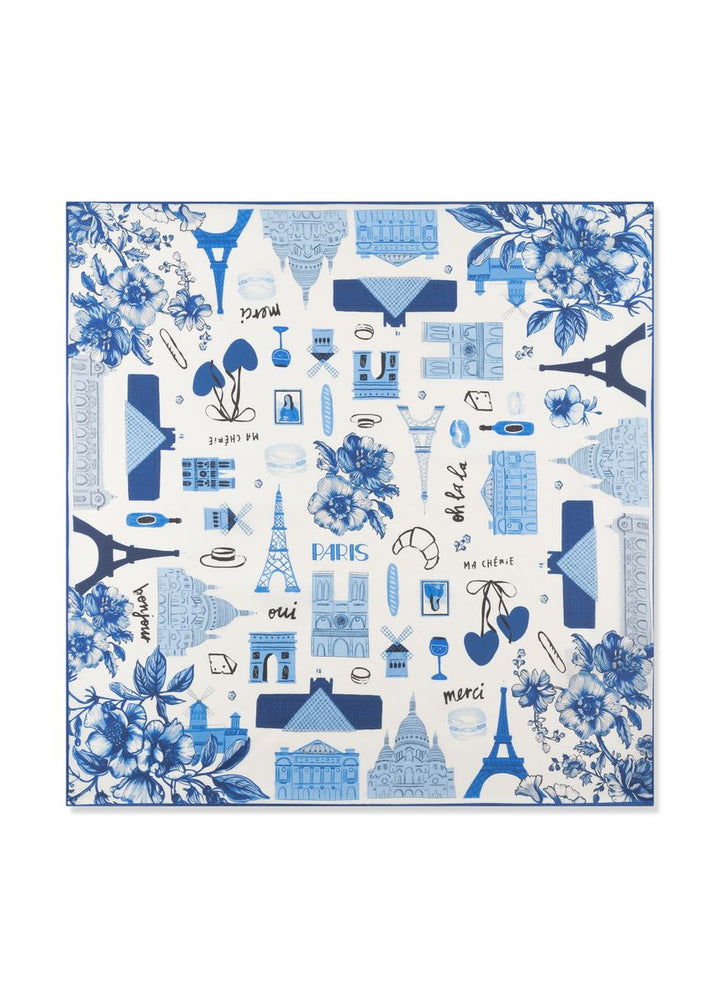 Premium Nickituch aus reiner Seide mit Paris-Motiven