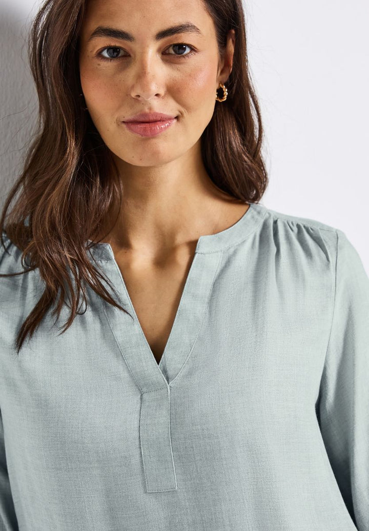 Split Neck Melange Tunika