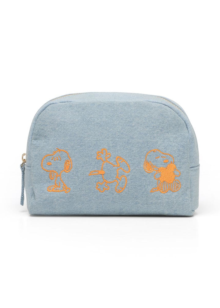 Peanuts Kosmetiktasche aus Denim mit SNOOPY-Stickerei