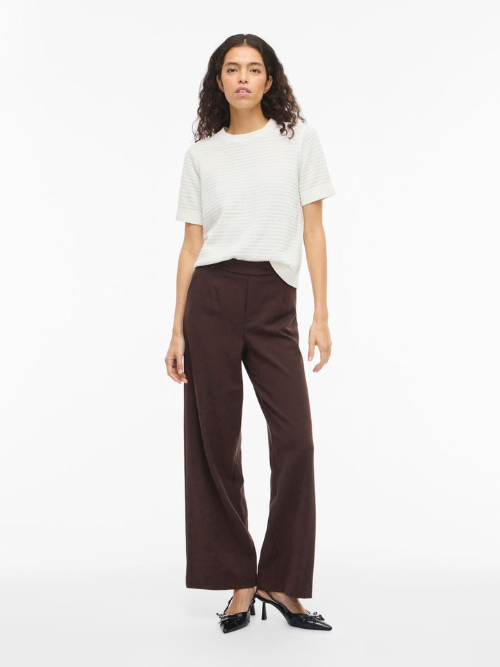 VILOLLO O-NECK S/S DETAIL KNIT TOP- NOOS