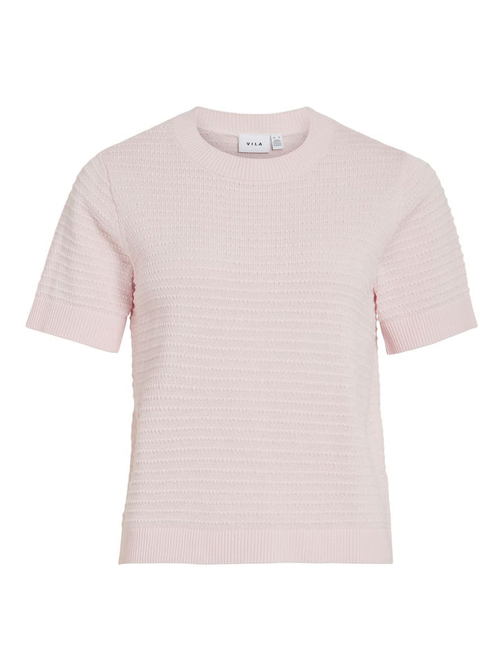 VILOLLO O-NECK S/S DETAIL KNIT TOP- NOOS