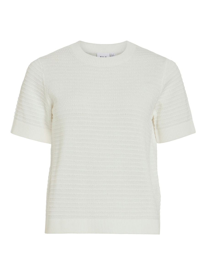 VILOLLO O-NECK S/S DETAIL KNIT TOP- NOOS
