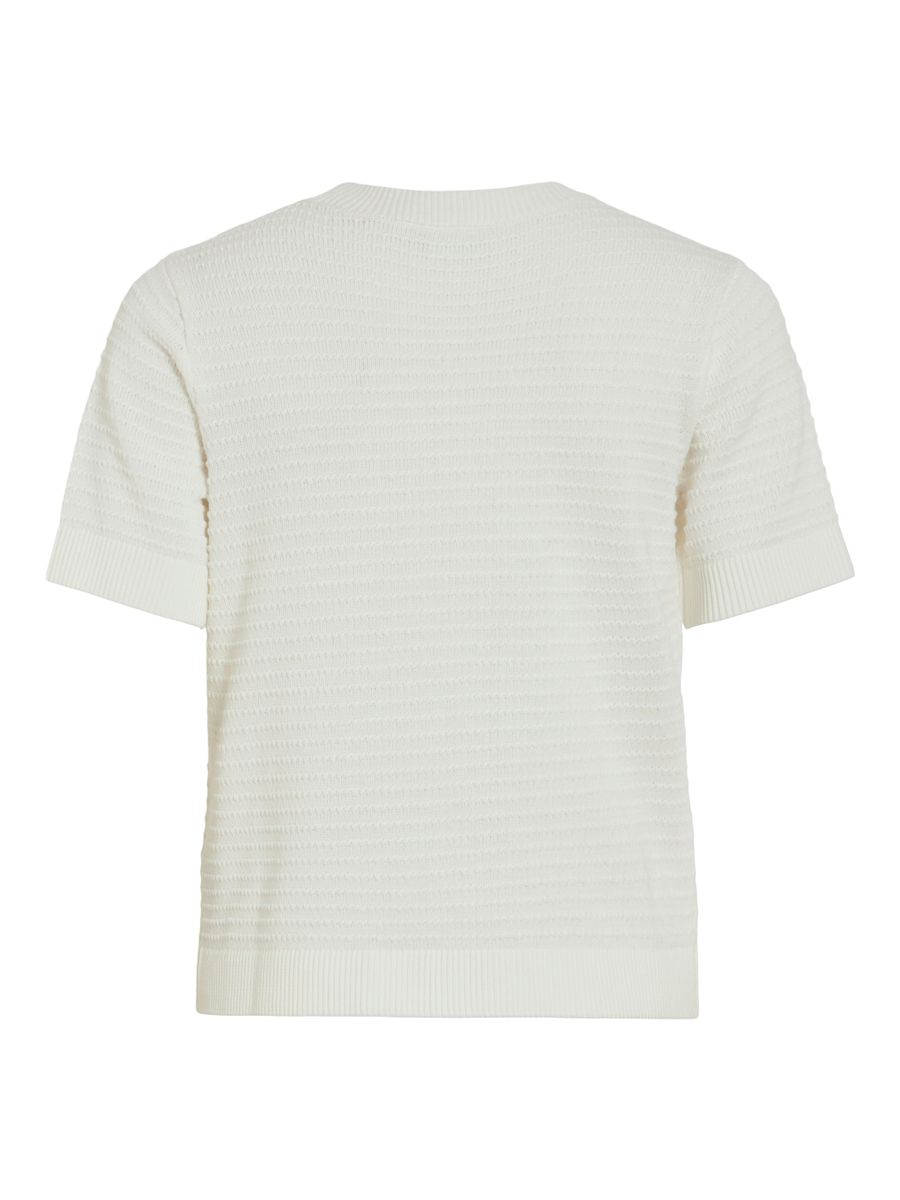 VILOLLO O-NECK S/S DETAIL KNIT TOP- NOOS