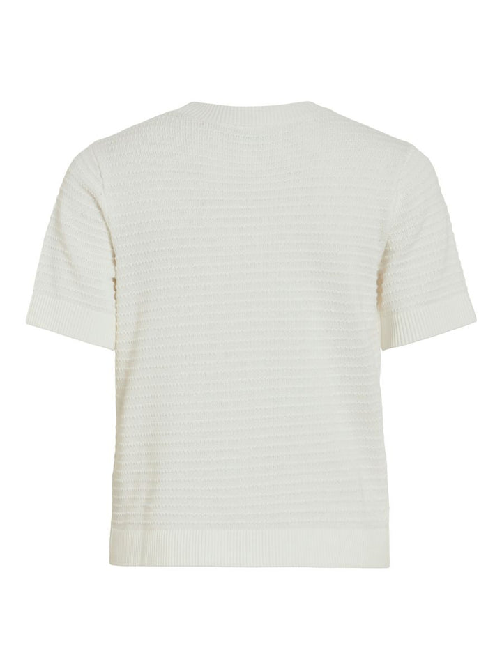 VILOLLO O-NECK S/S DETAIL KNIT TOP- NOOS