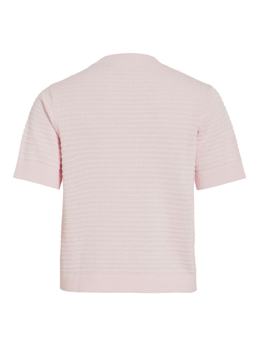 VILOLLO O-NECK S/S DETAIL KNIT TOP- NOOS