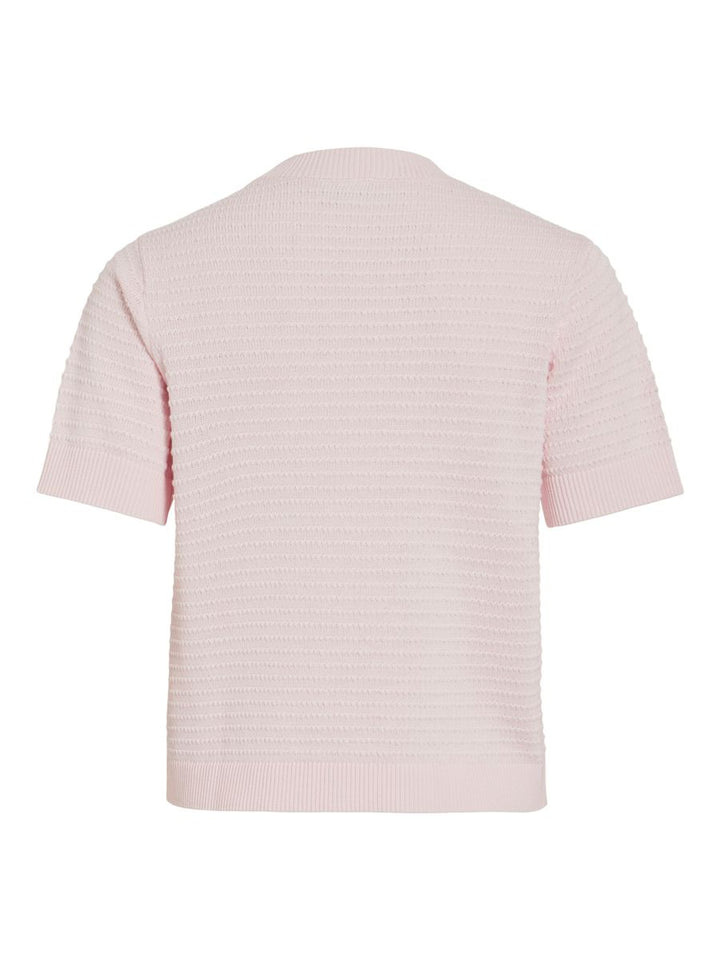 VILOLLO O-NECK S/S DETAIL KNIT TOP- NOOS