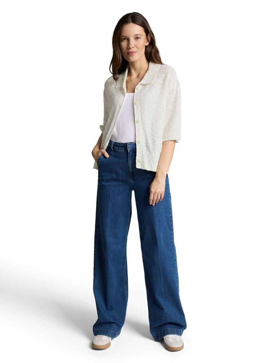 Loose Fit Bouclé Cardigan mit Kragen