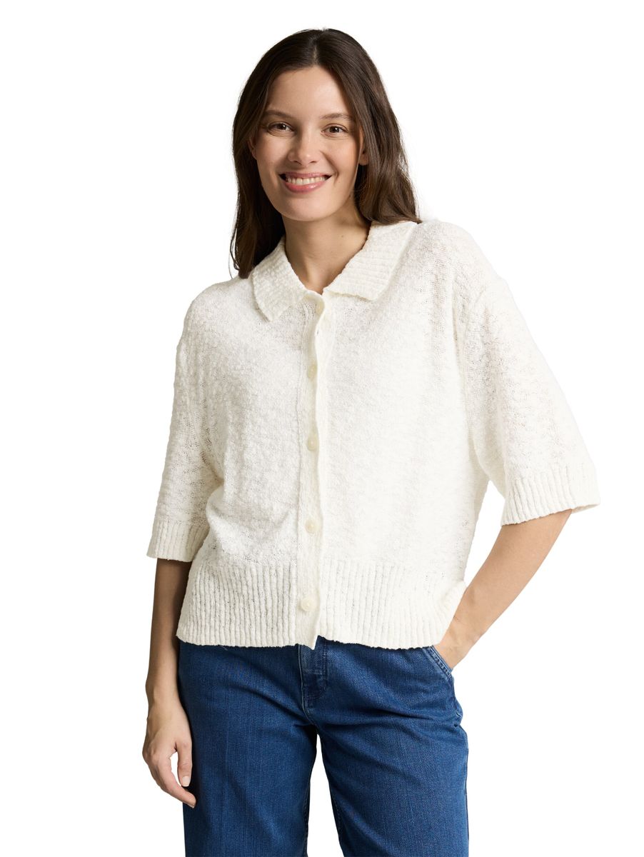 Loose Fit Bouclé Cardigan mit Kragen