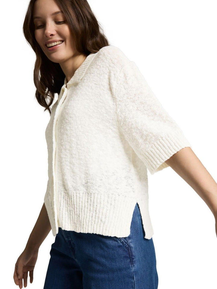 Loose Fit Bouclé Cardigan mit Kragen