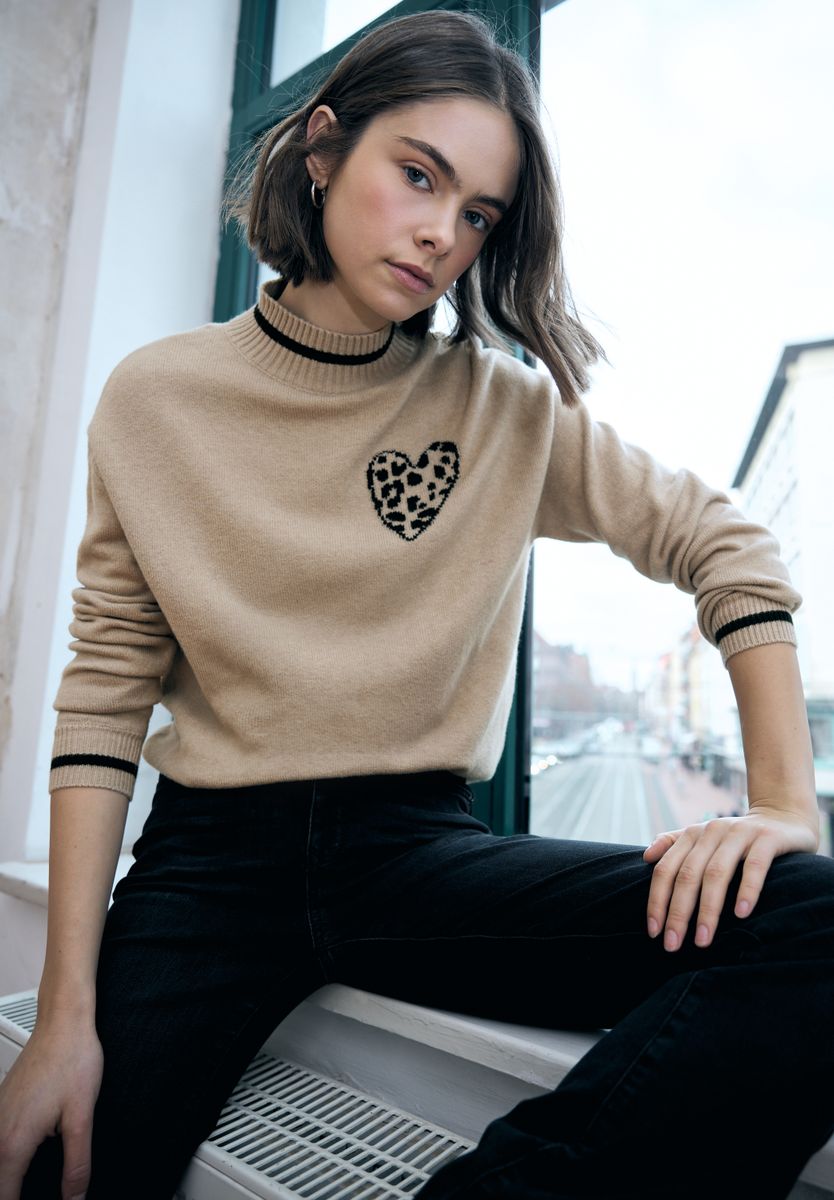 Jacquard Pullover mit Herz