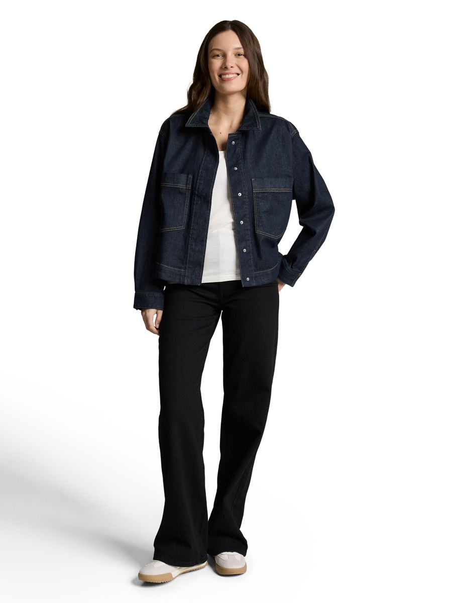 Oversize Jeansjacke mit Brusttaschen