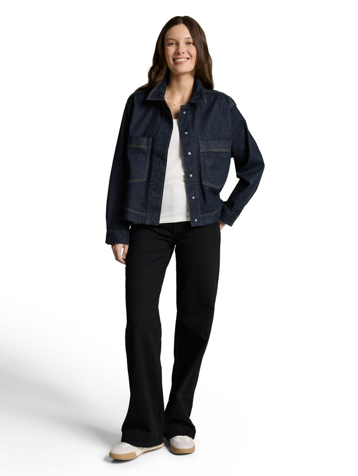 Oversize Jeansjacke mit Brusttaschen