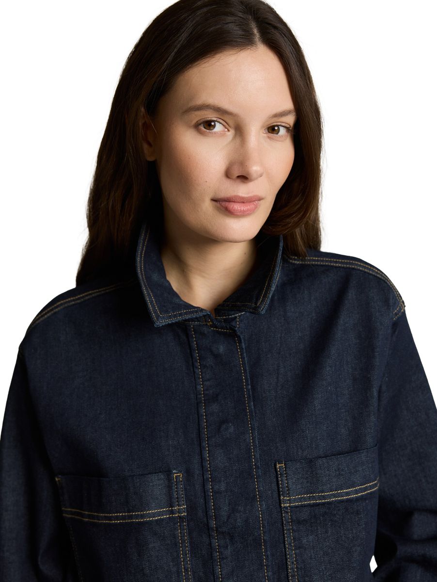 Oversize Jeansjacke mit Brusttaschen