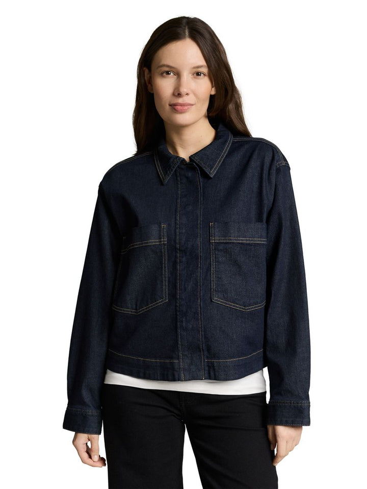 Oversize Jeansjacke mit Brusttaschen