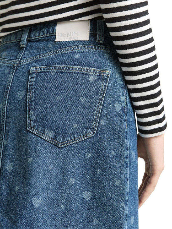 Mini-Jeansrock mit Herz-Print