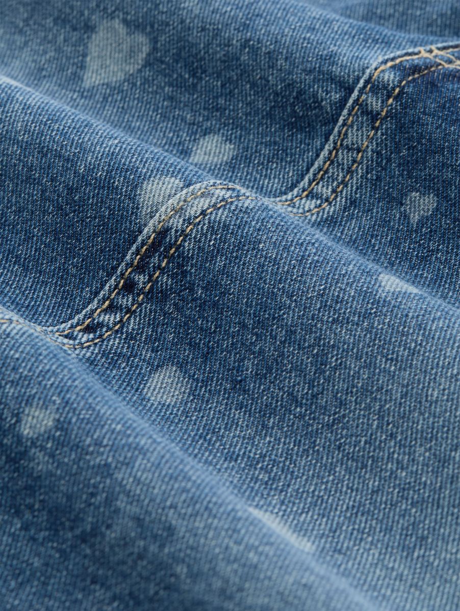 Mini-Jeansrock mit Herz-Print