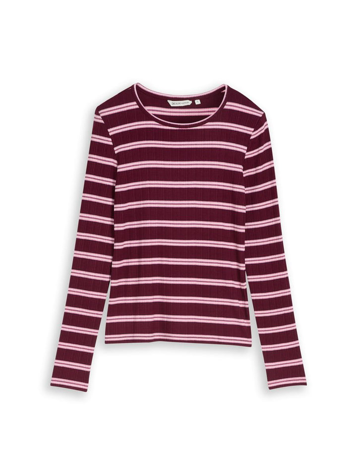 Slim Fit Langarmshirt mit Rippstruktur