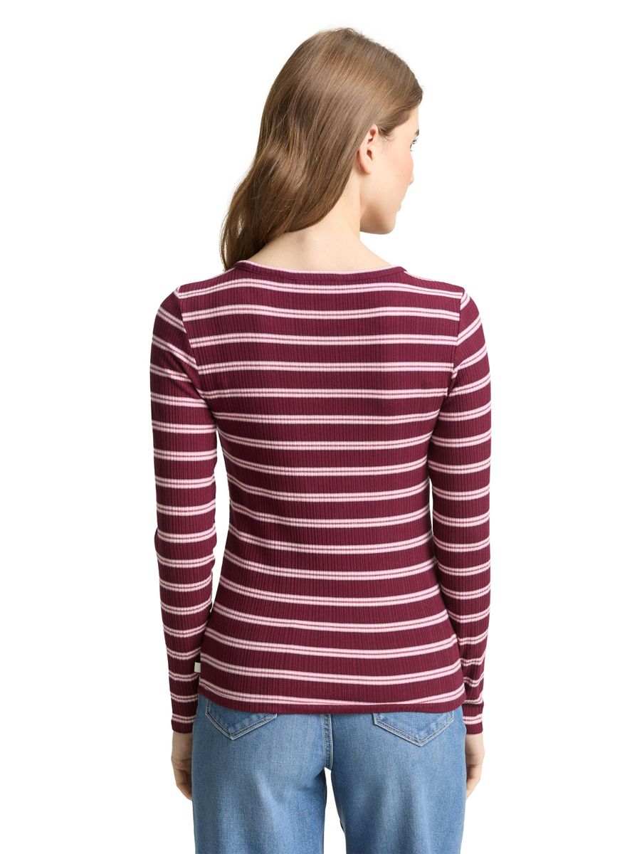 Slim Fit Langarmshirt mit Rippstruktur