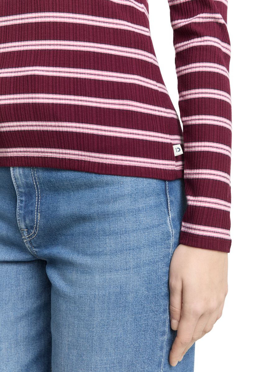 Slim Fit Langarmshirt mit Rippstruktur