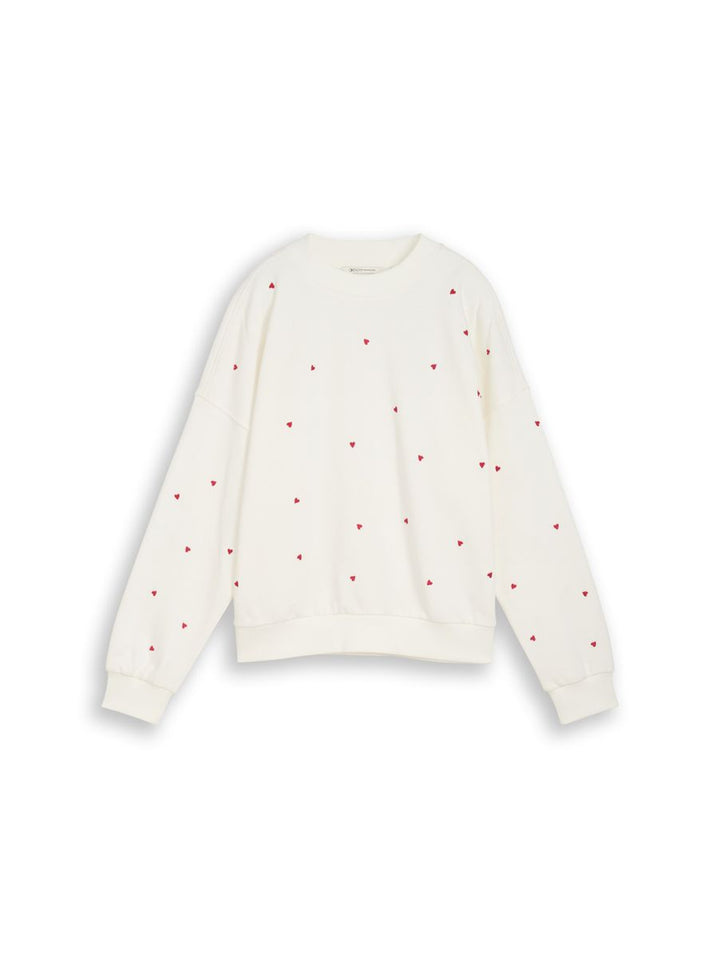 Loose Fit Sweatshirt mit Herz-Stickerei