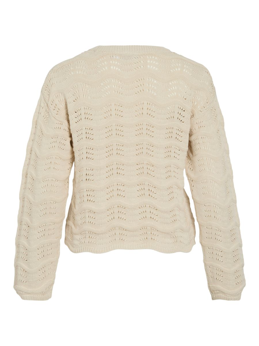 VIWAVE O-NECK LS POINTELLE KNIT TOP-NOOS