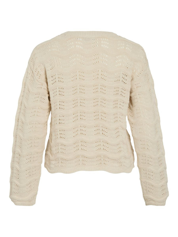 VIWAVE O-NECK LS POINTELLE KNIT TOP-NOOS