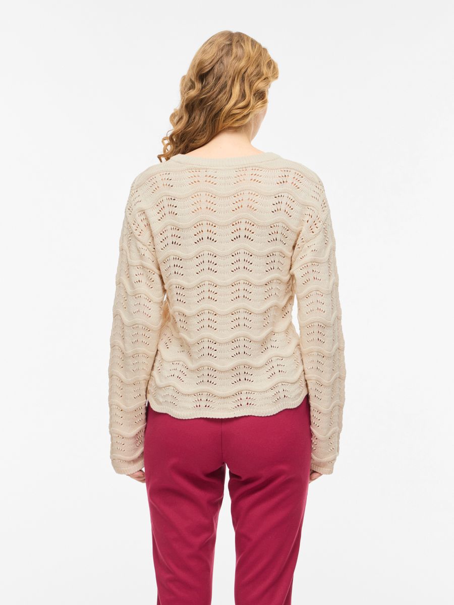VIWAVE O-NECK LS POINTELLE KNIT TOP-NOOS