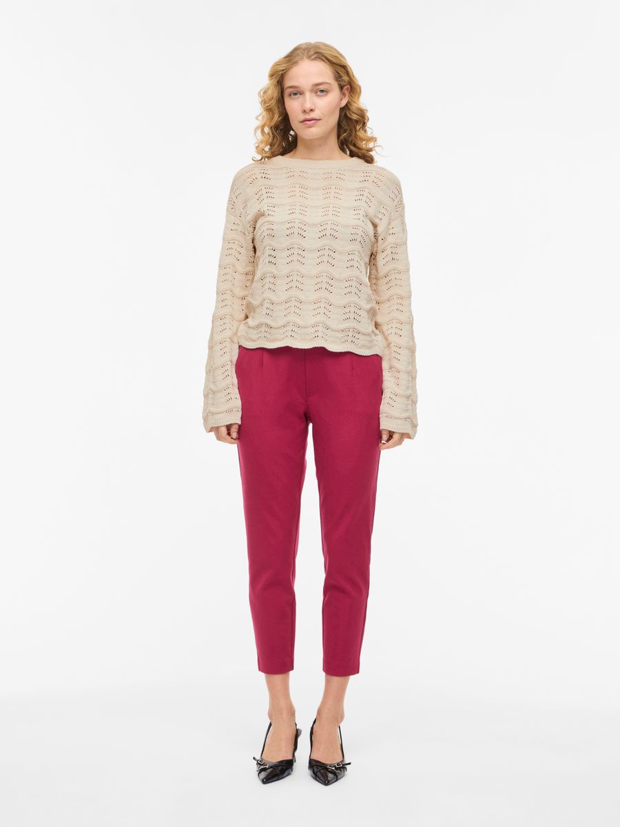 VIWAVE O-NECK LS POINTELLE KNIT TOP-NOOS