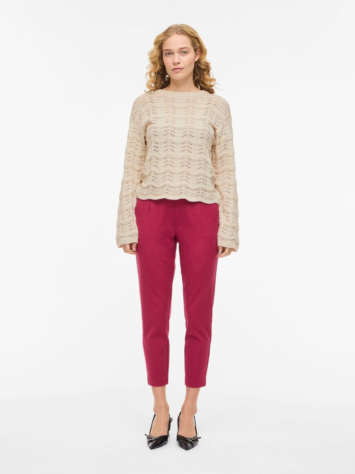 VIWAVE O-NECK LS POINTELLE KNIT TOP-NOOS