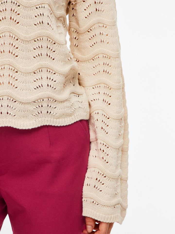 VIWAVE O-NECK LS POINTELLE KNIT TOP-NOOS