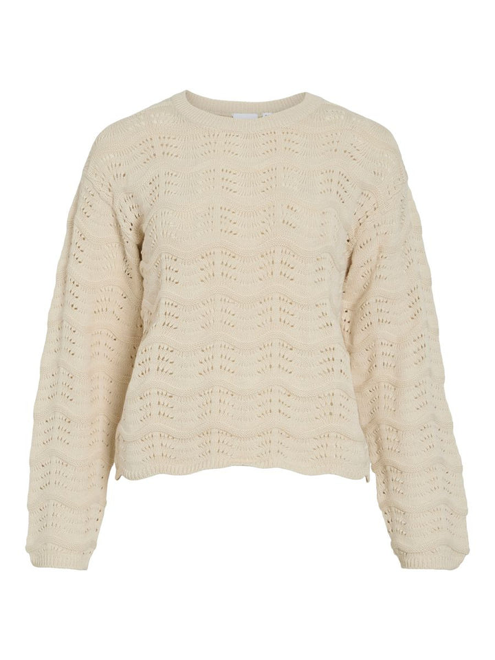 VIWAVE O-NECK LS POINTELLE KNIT TOP-NOOS
