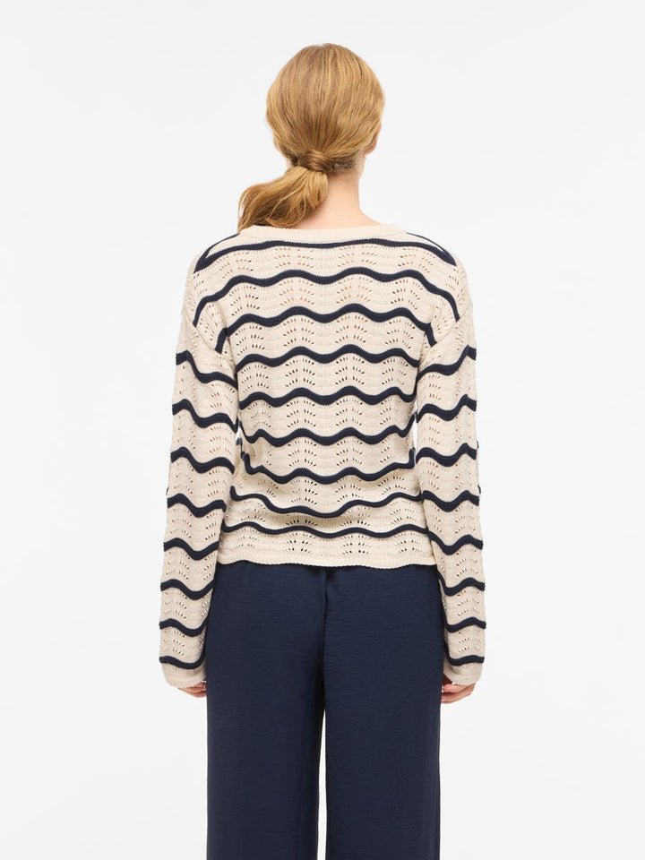 VIWAVE O-NECK LS POINTELLE KNIT TOP-NOOS