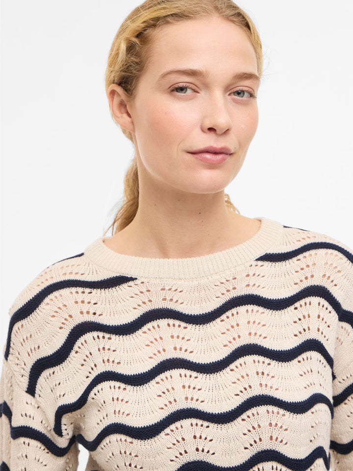 VIWAVE O-NECK LS POINTELLE KNIT TOP-NOOS