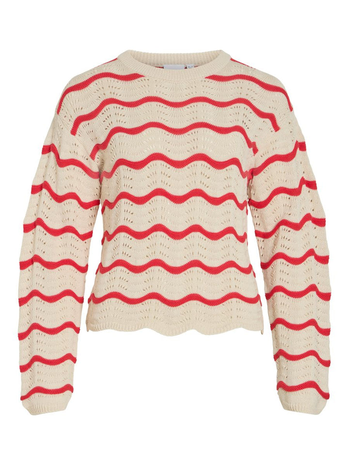 VIWAVE O-NECK LS POINTELLE KNIT TOP-NOOS