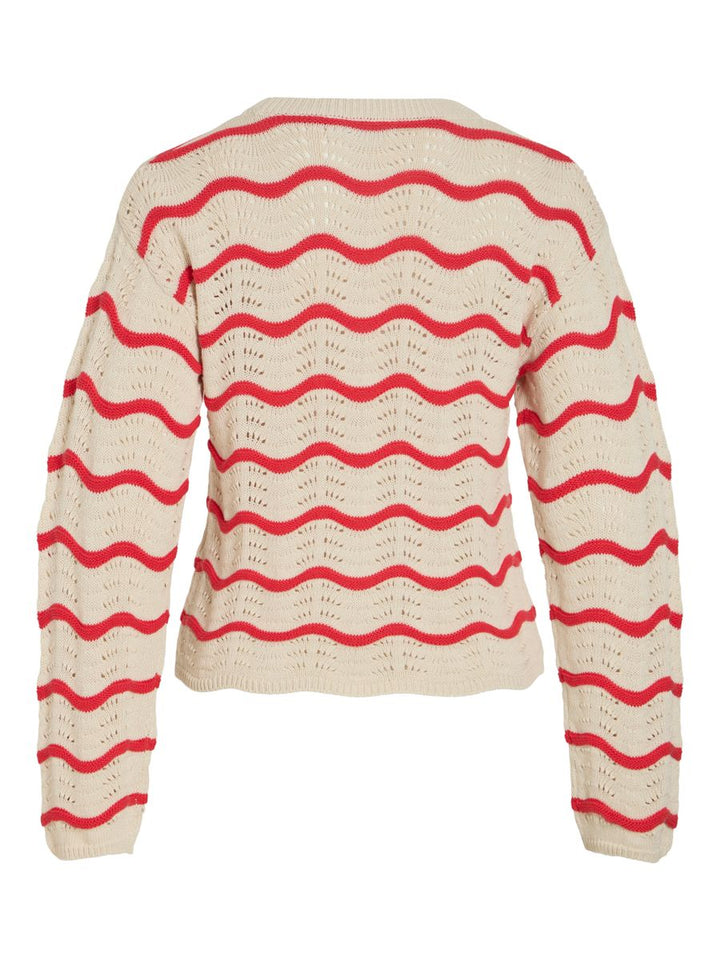 VIWAVE O-NECK LS POINTELLE KNIT TOP-NOOS