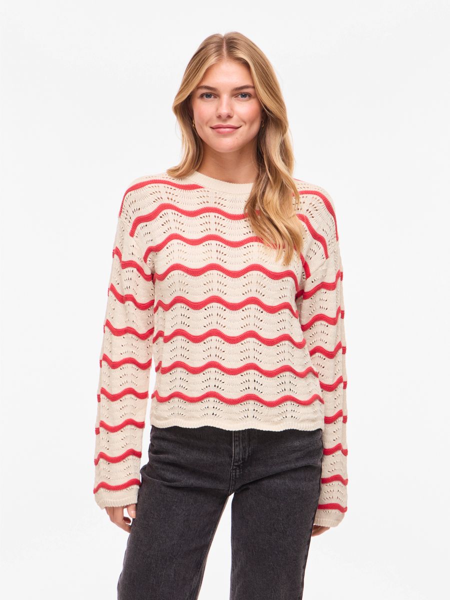 VIWAVE O-NECK LS POINTELLE KNIT TOP-NOOS
