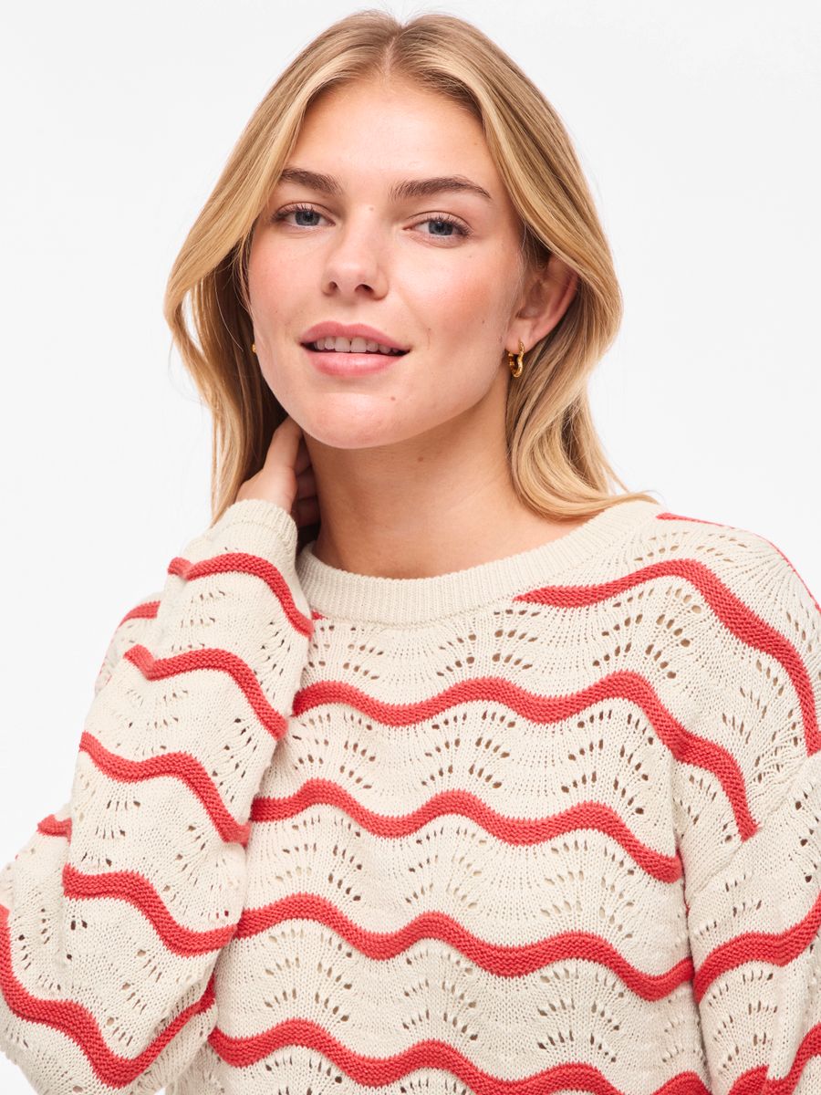 VIWAVE O-NECK LS POINTELLE KNIT TOP-NOOS