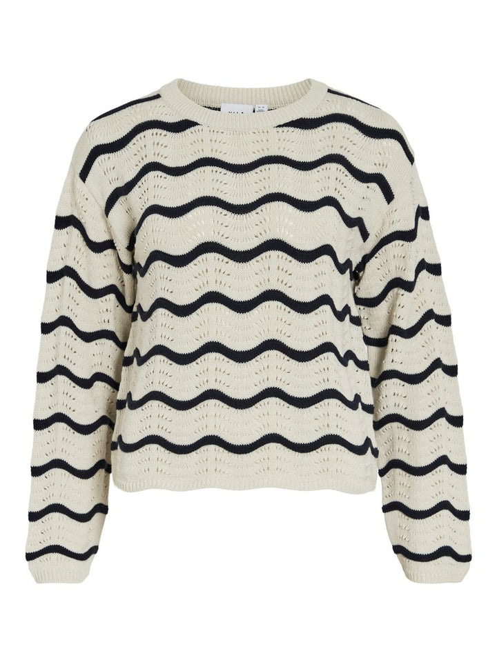 VIWAVE O-NECK LS POINTELLE KNIT TOP-NOOS