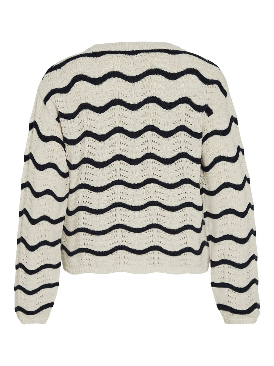 VIWAVE O-NECK LS POINTELLE KNIT TOP-NOOS