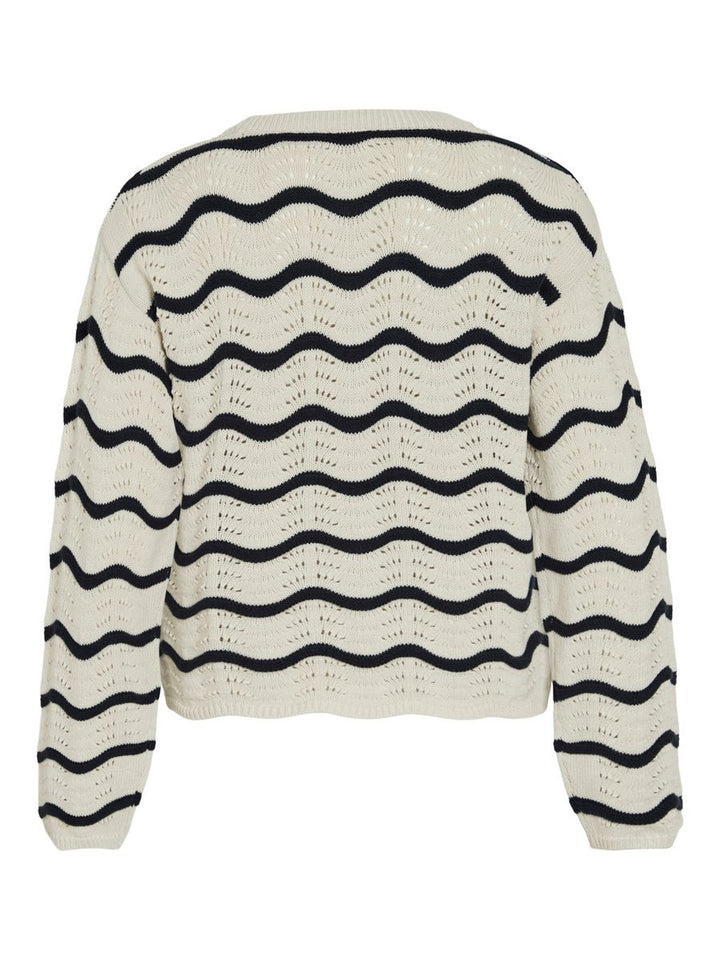VIWAVE O-NECK LS POINTELLE KNIT TOP-NOOS