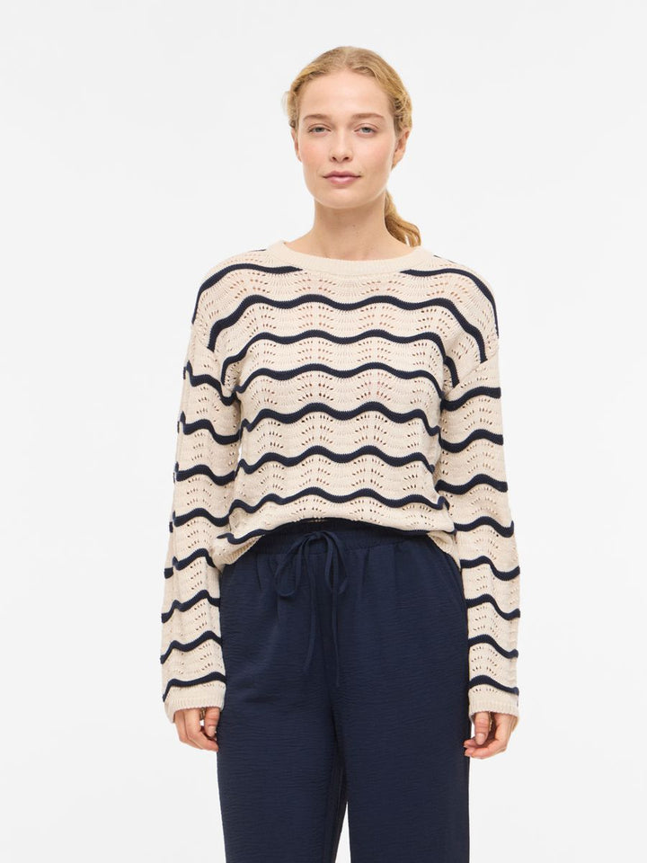 VIWAVE O-NECK LS POINTELLE KNIT TOP-NOOS