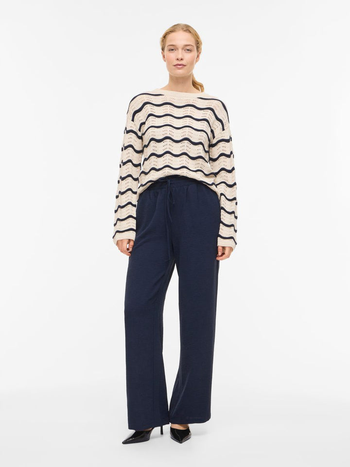 VIWAVE O-NECK LS POINTELLE KNIT TOP-NOOS