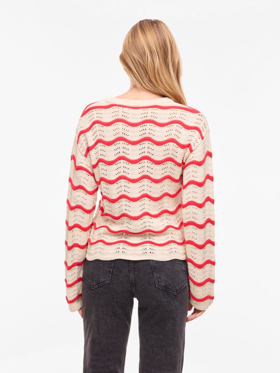VIWAVE O-NECK LS POINTELLE KNIT TOP-NOOS