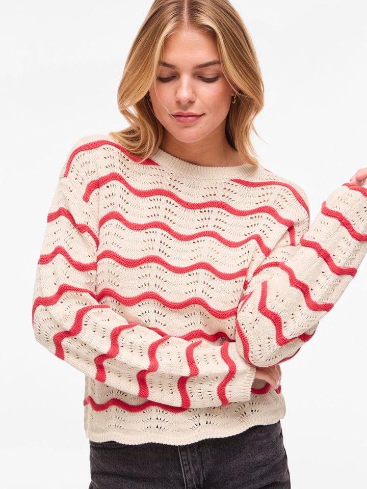 VIWAVE O-NECK LS POINTELLE KNIT TOP-NOOS