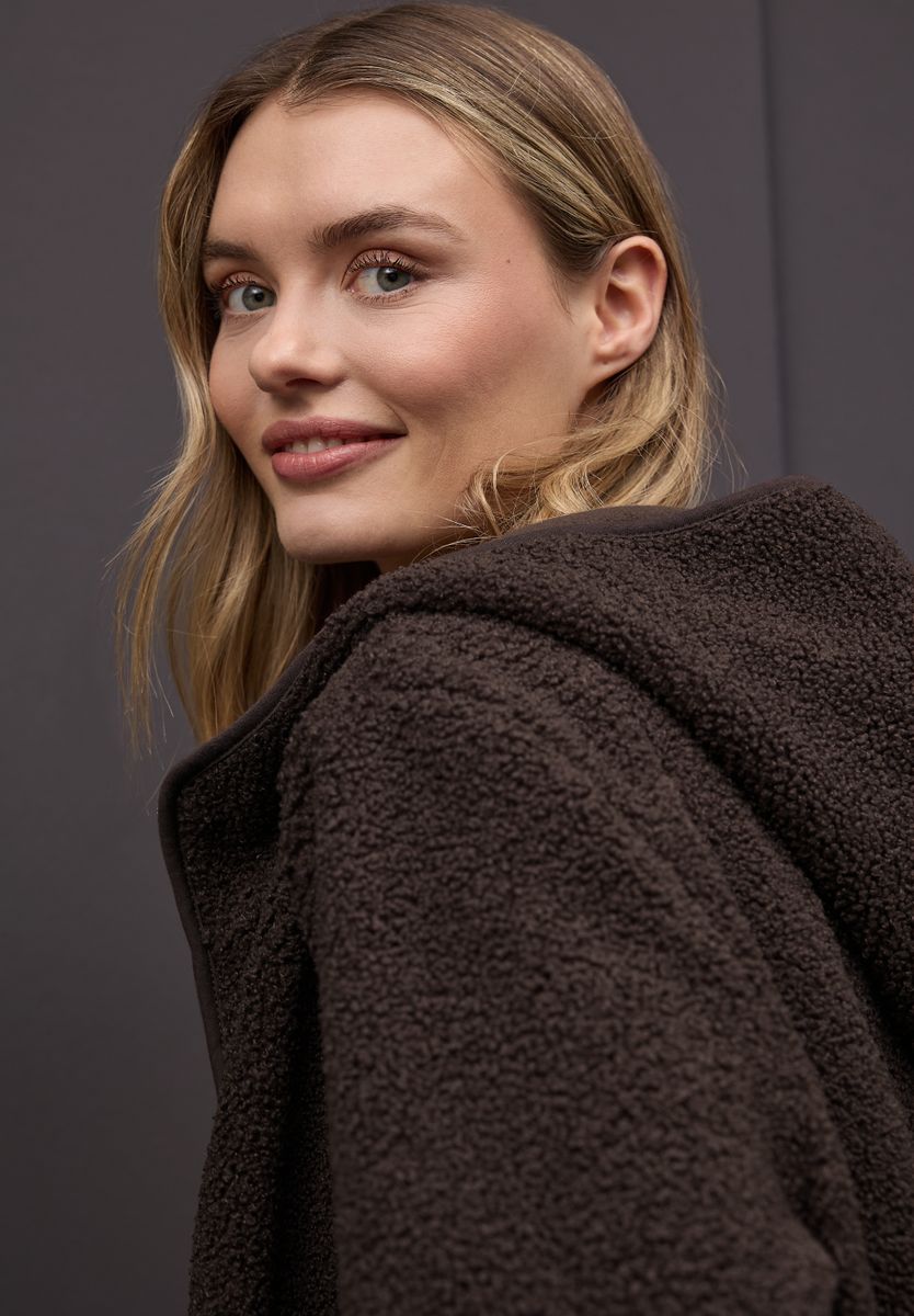 Teddy-Jacke mit Kapuze