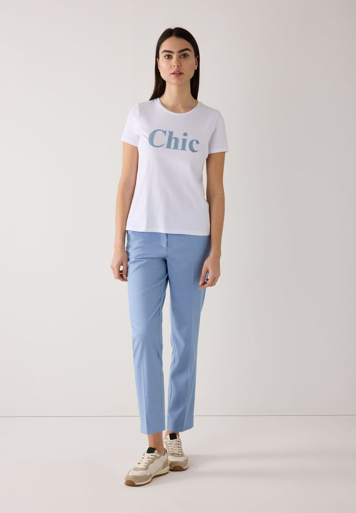T-Shirt mit Perlenschriftzug