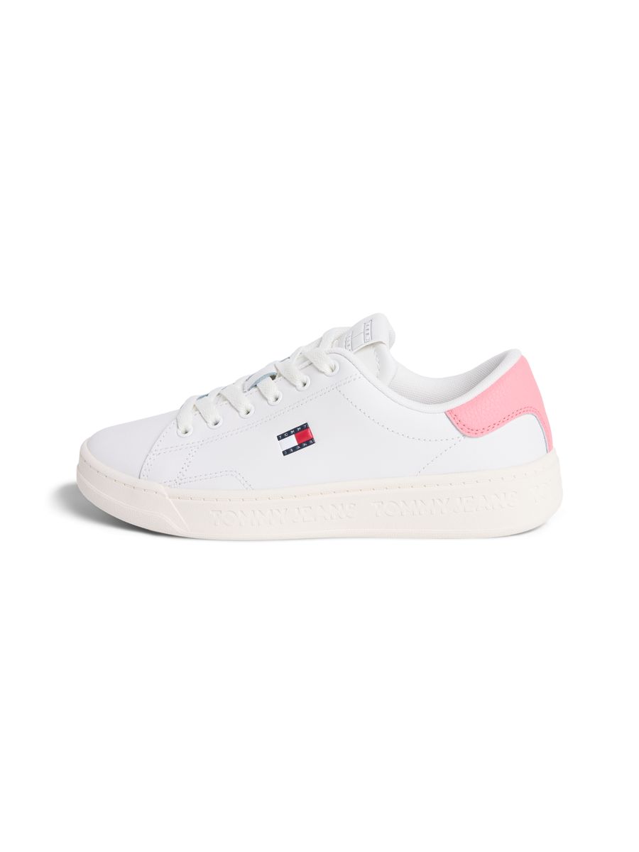 Debossed Logo Cupsole Trainers With Leather