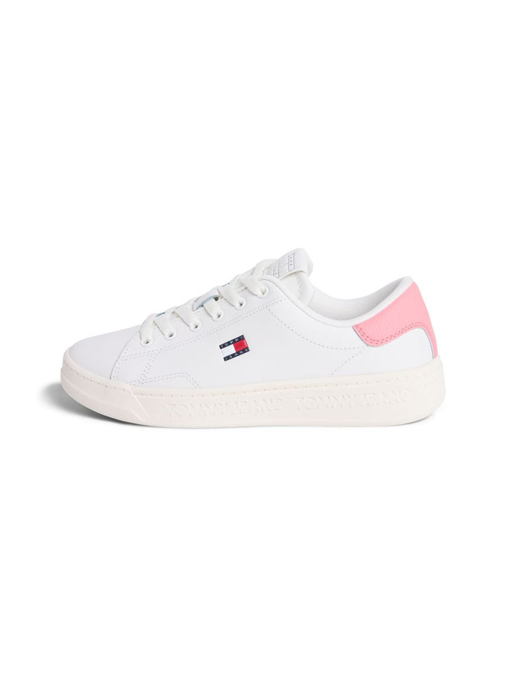 Debossed Logo Cupsole Trainers With Leather