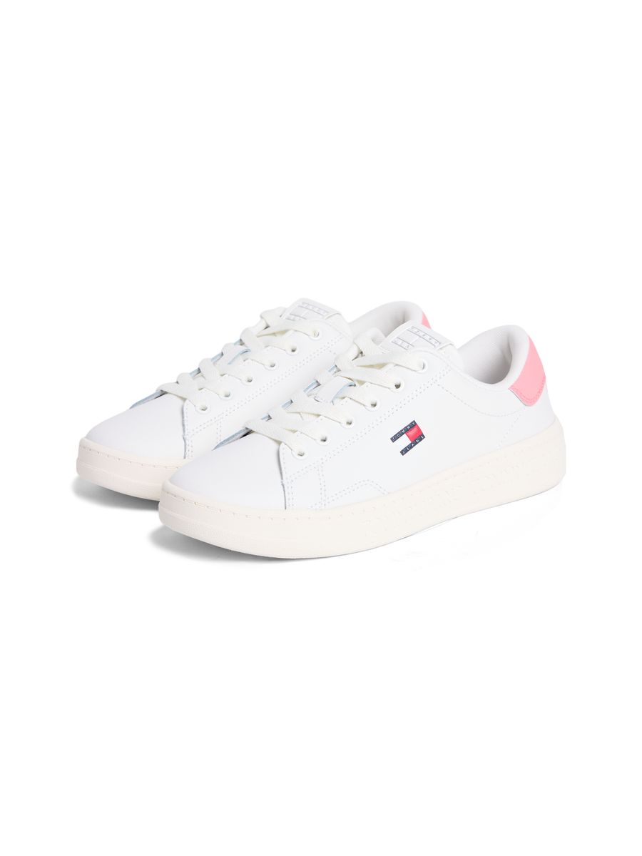 Debossed Logo Cupsole Trainers With Leather